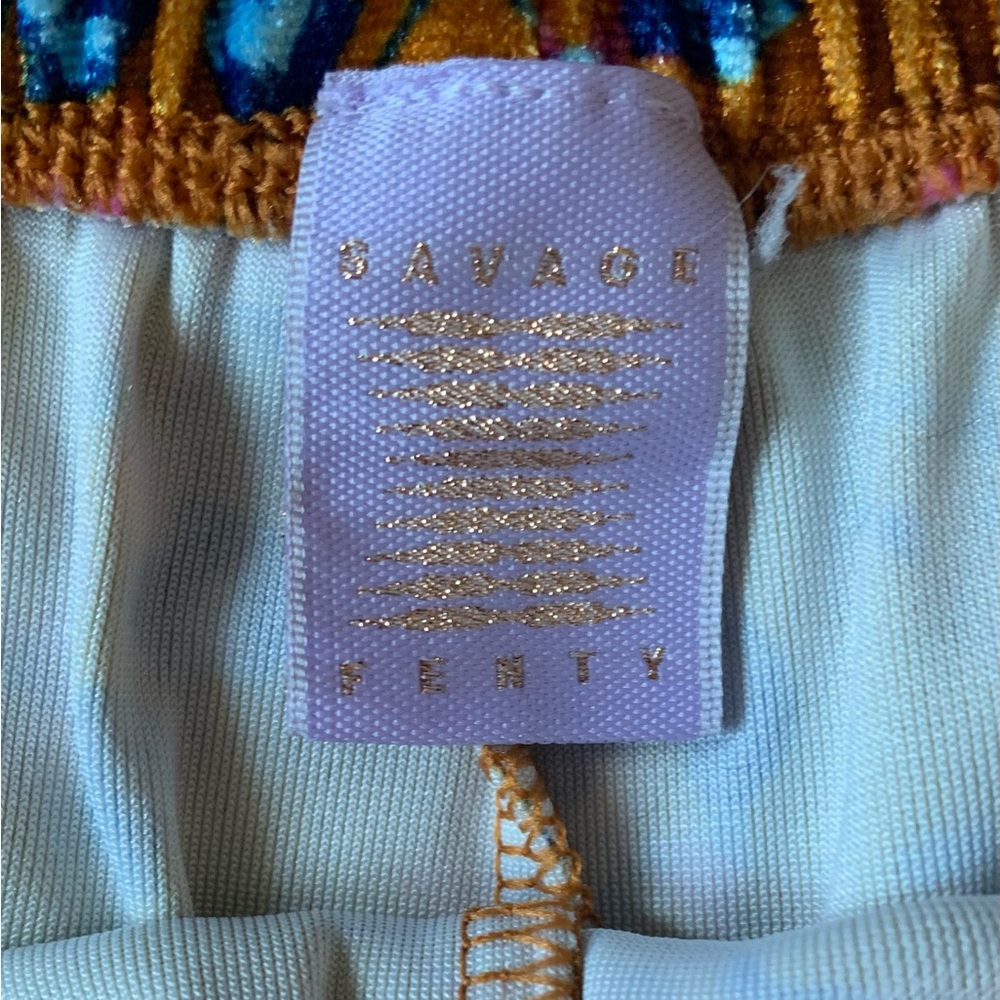Savage X Fenty Psychedelic Velvet Sleep Short - Orange Floral - Picture 5 of 11